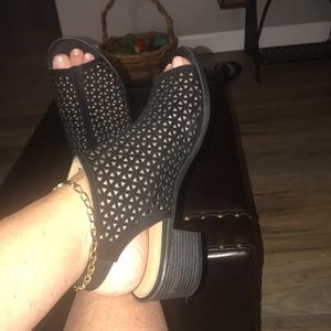 Black slip on ankle boots